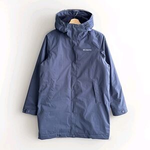 Columbia Navy Blue Clermont Lined Rain Jacket Hooded Omni-Tech Women’s Medium